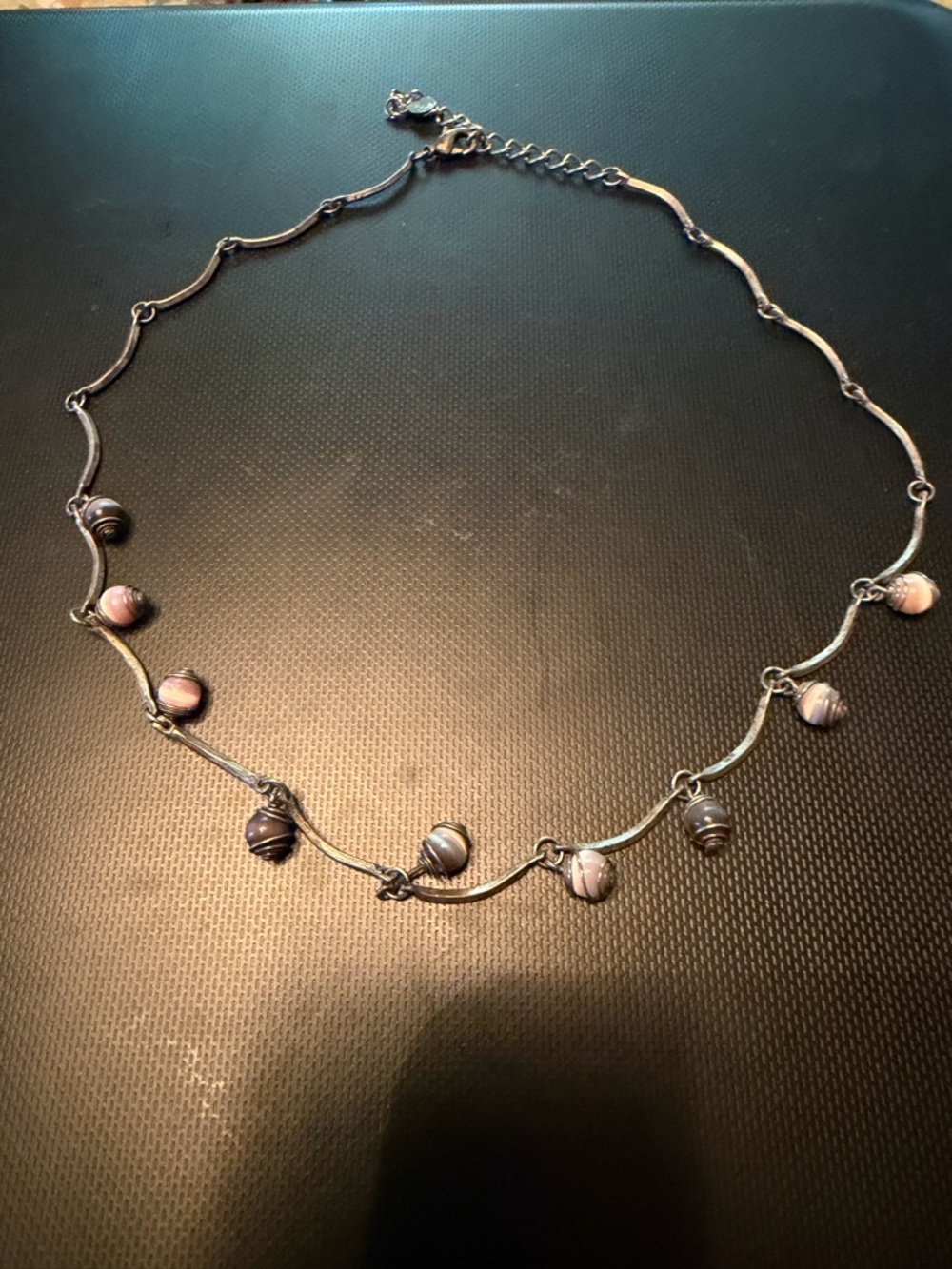 Delicate Pink and Silver Beaded Necklace